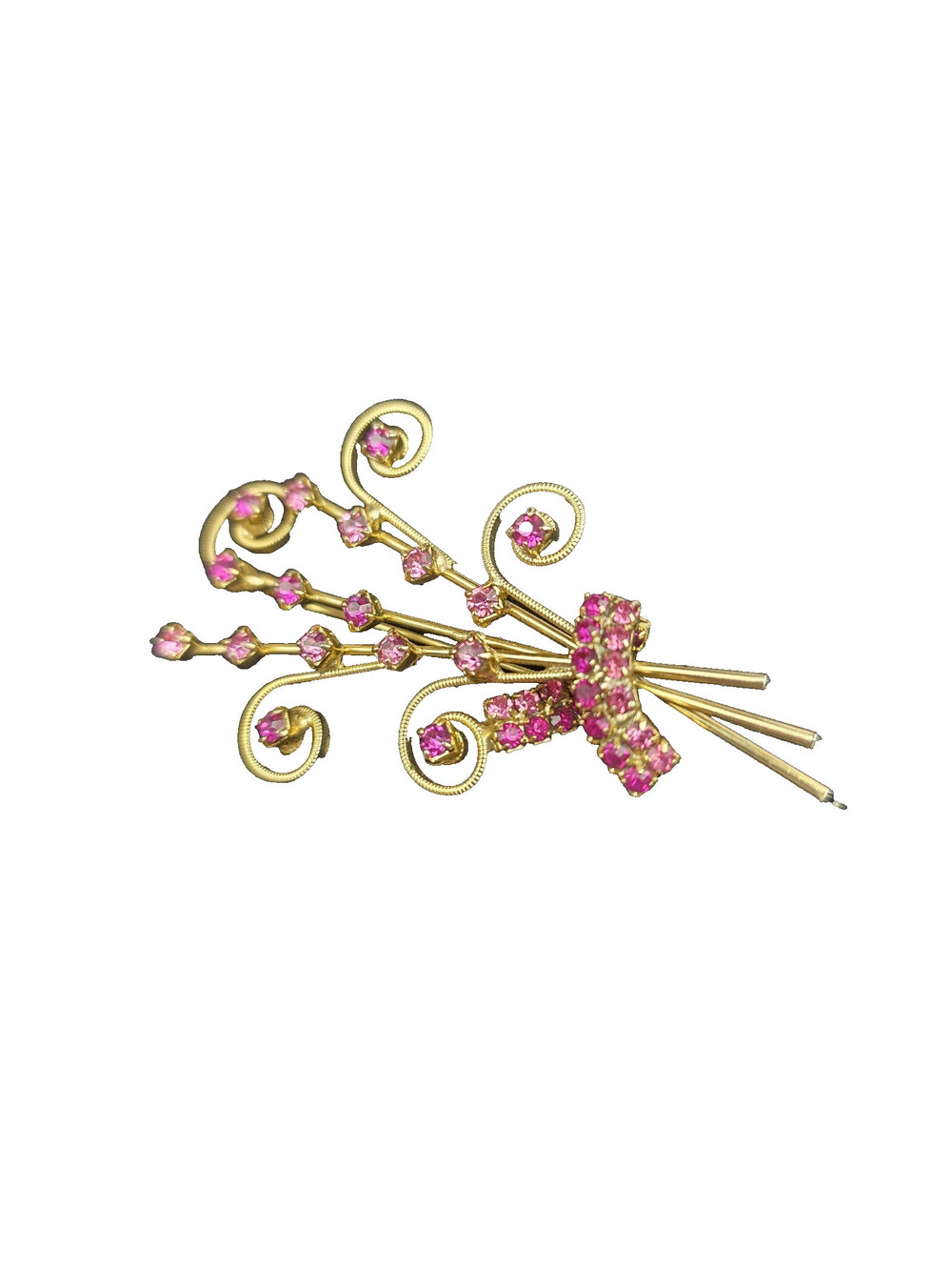 Hot Pink Rhinestone Pin, 1960s, Pretty in Pink, Prong Set Glass Stones &...